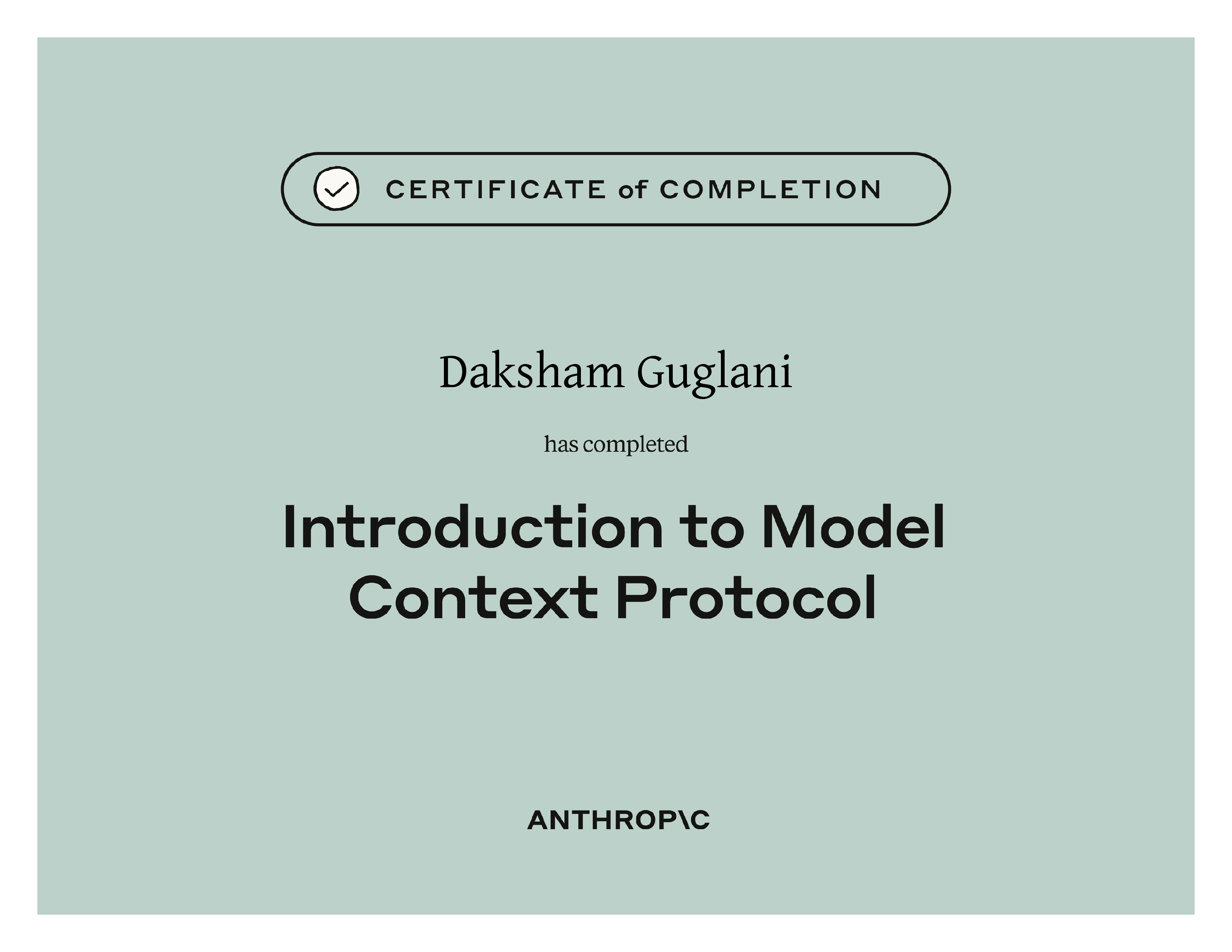 Introduction to Model Context Protocol certificate preview